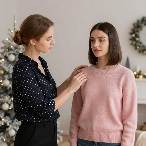 Warm Holiday Portrait of Two Women