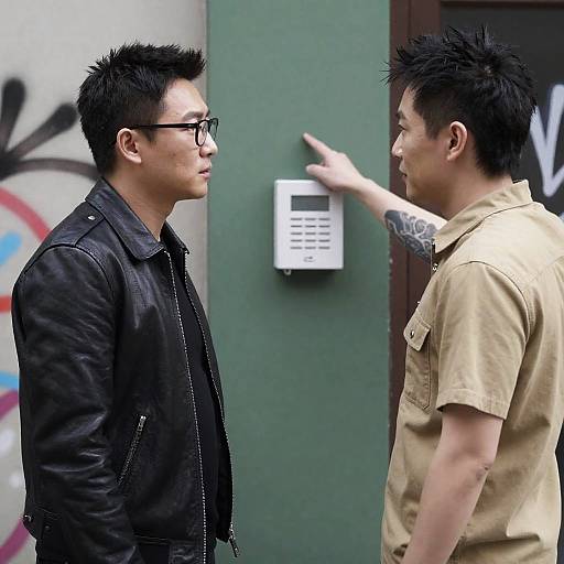 Urban Conversation Between Two Stylish Men