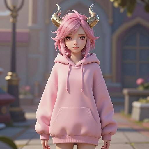 Cute Pink-Haired Character Concept Art