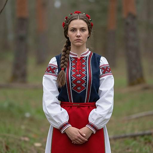 Portrait of a Young Woman in Balkan Dress