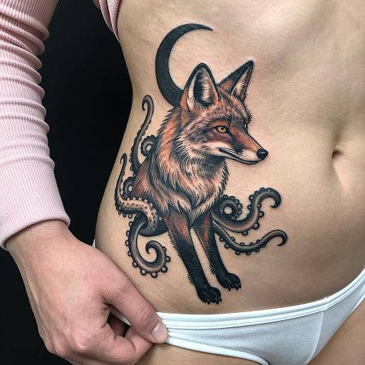 Fox and Tentacles Side Tattoo