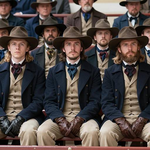 Men in 19th-Century Western Attire in Arena