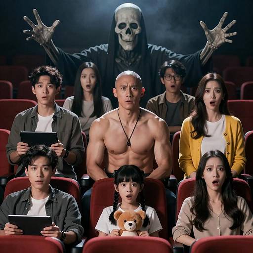 Chilling Group Photo in Movie Theater