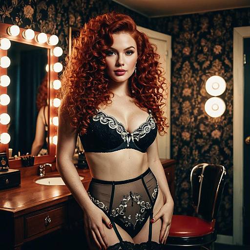 Redheaded Model in Vintage Lingerie