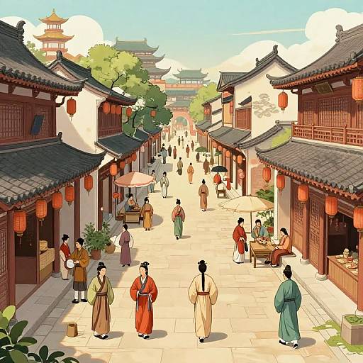 Tang Dynasty Street Scene Illustration