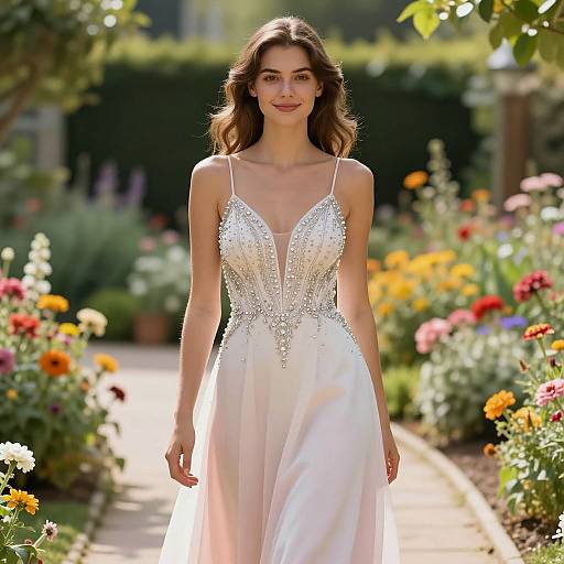 Elegant Rhinestone Party Dress Portrait