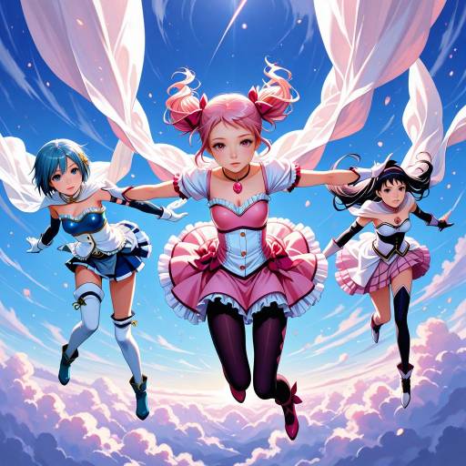 Five Magical Girls in a Dreamy Sky