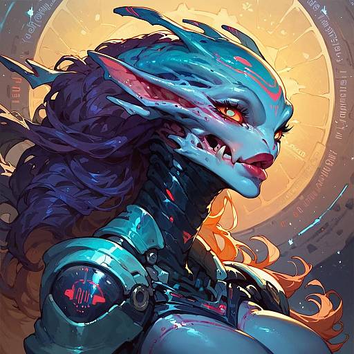 Sophisticated Alien Girl in Space Armor