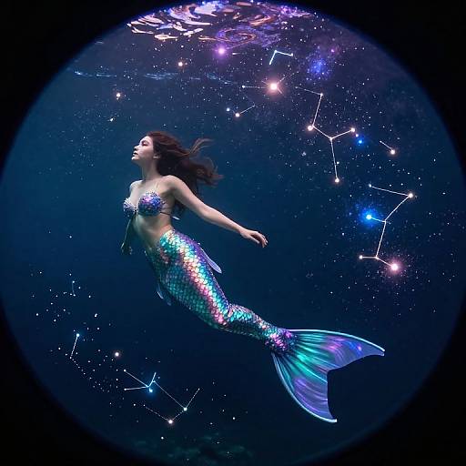 Celestial Mermaid in Cosmic Ocean
