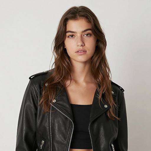 Portrait of Woman in Black Leather Jacket