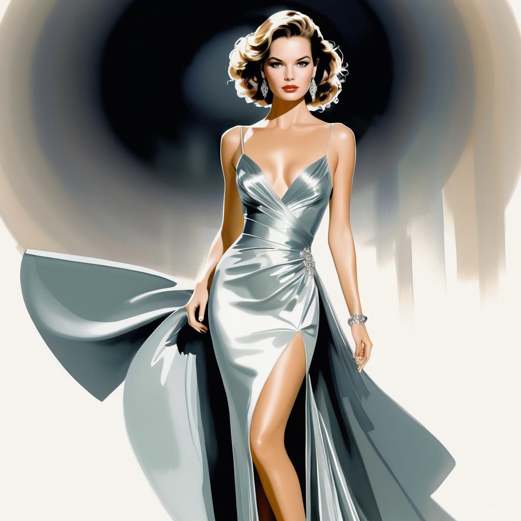 Chic Evening Gown Fashion Model Art