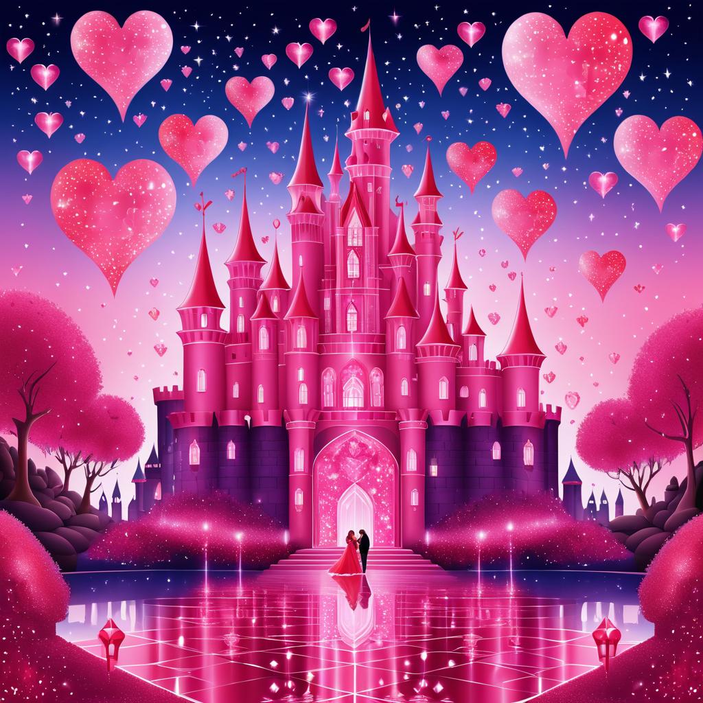 Romantic Castle of Crystals and Hearts