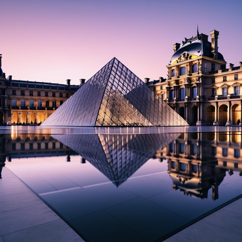 Louvre Museum at Dusk in Detail