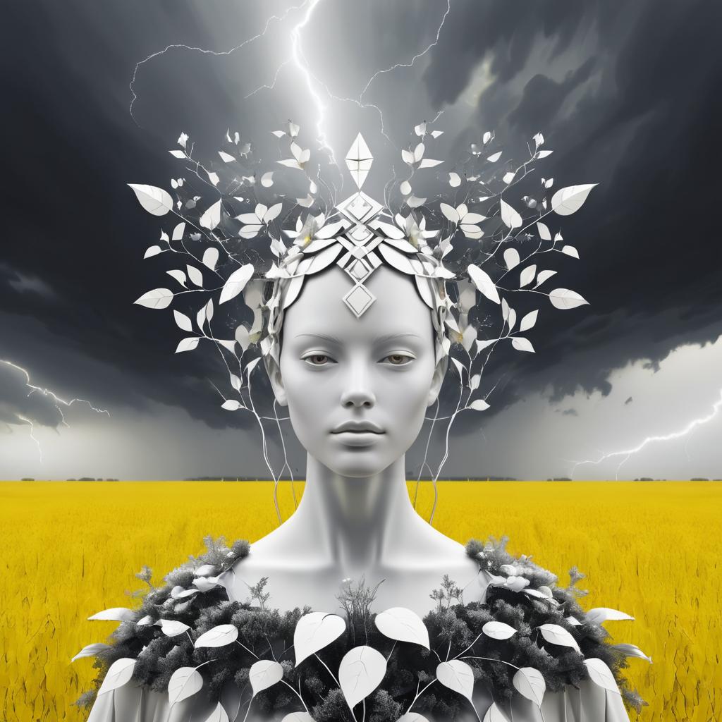 Surreal Robot Woman in Infinite Field