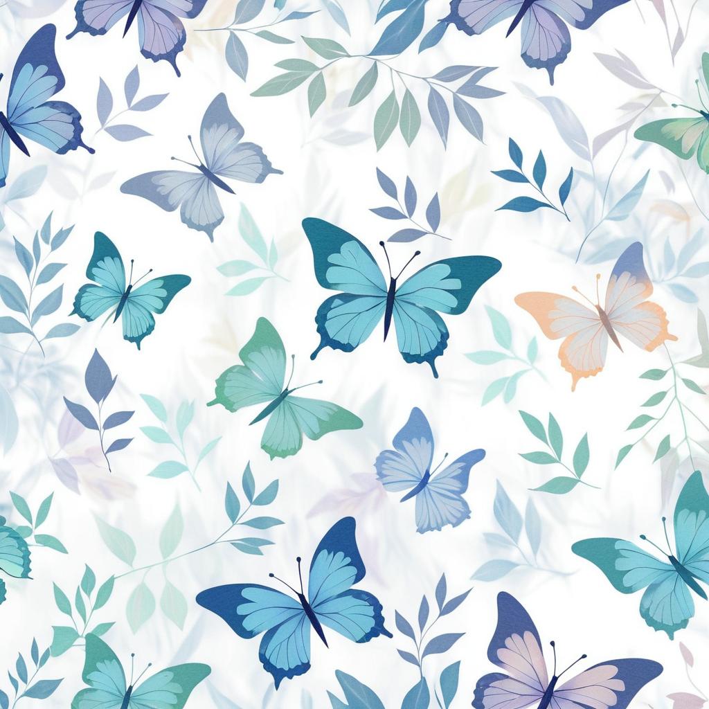 Soft Butterflies Among Leaves Design