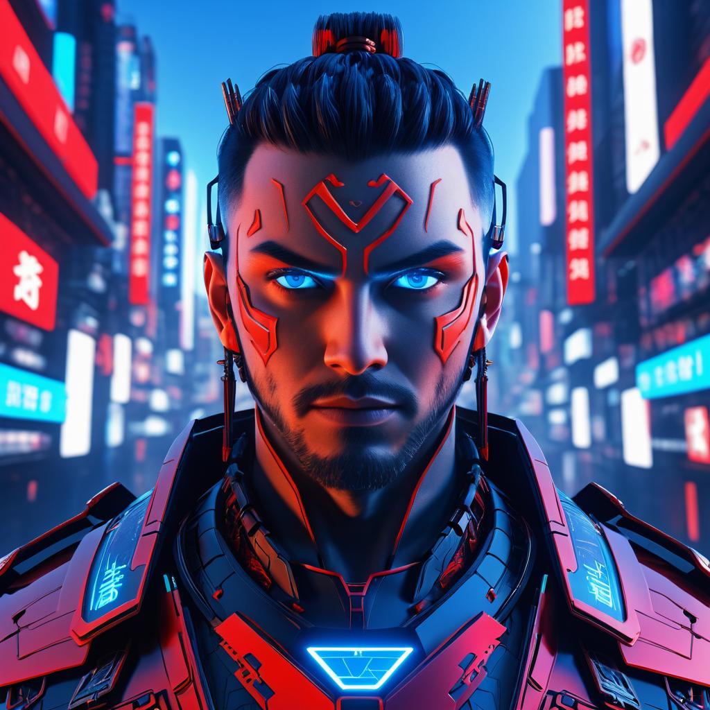 Hyper-Realistic Cybernetic Samurai Portrait