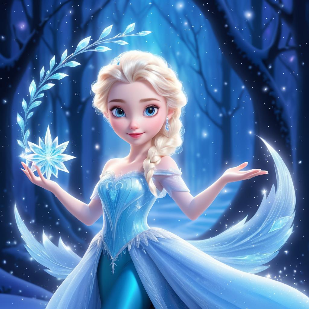 Cute Elsa in a Magical Fantasy Scene