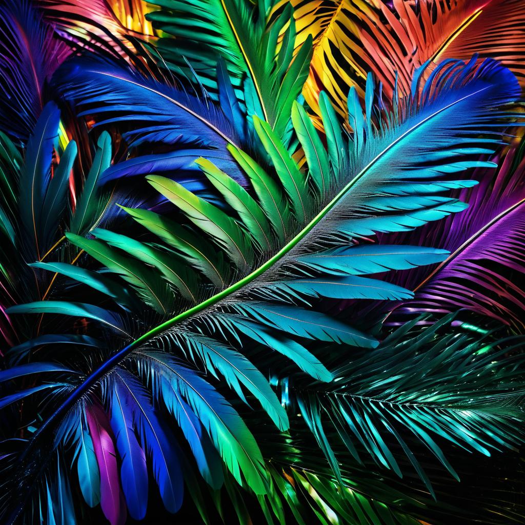 Iridescent Peacock Feathers in Paradise