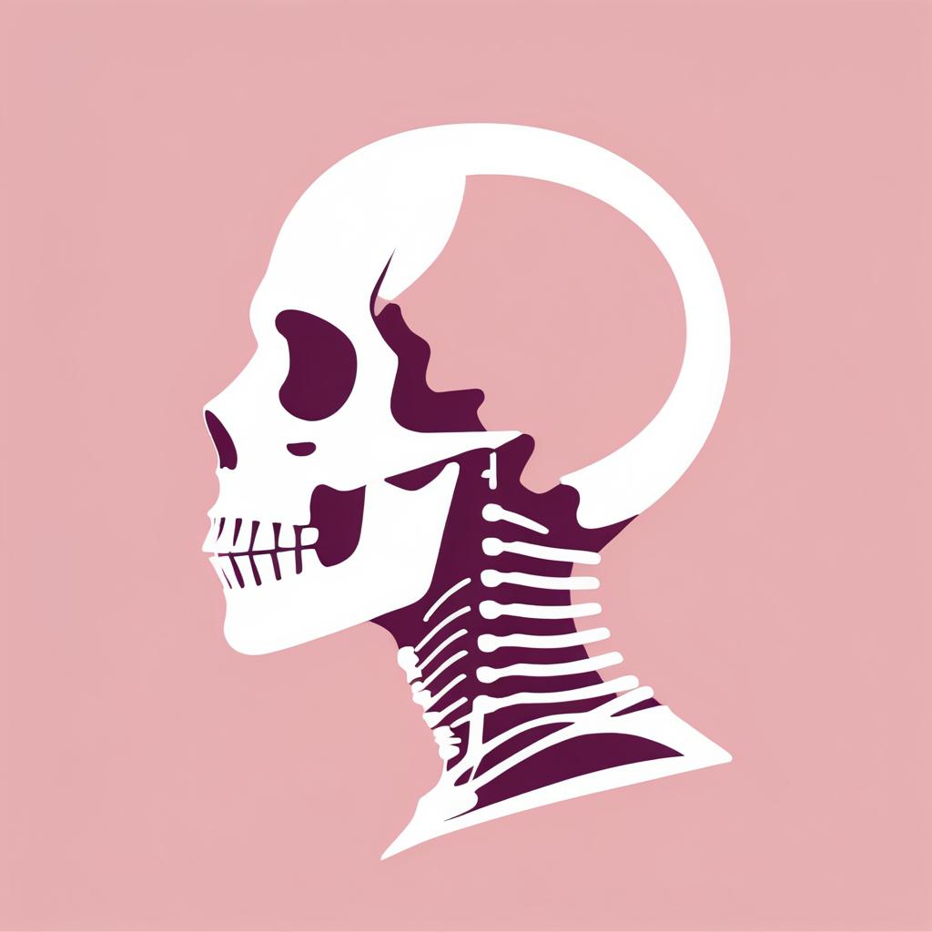 Minimalist Skeleton Illustration in Dusty Rose