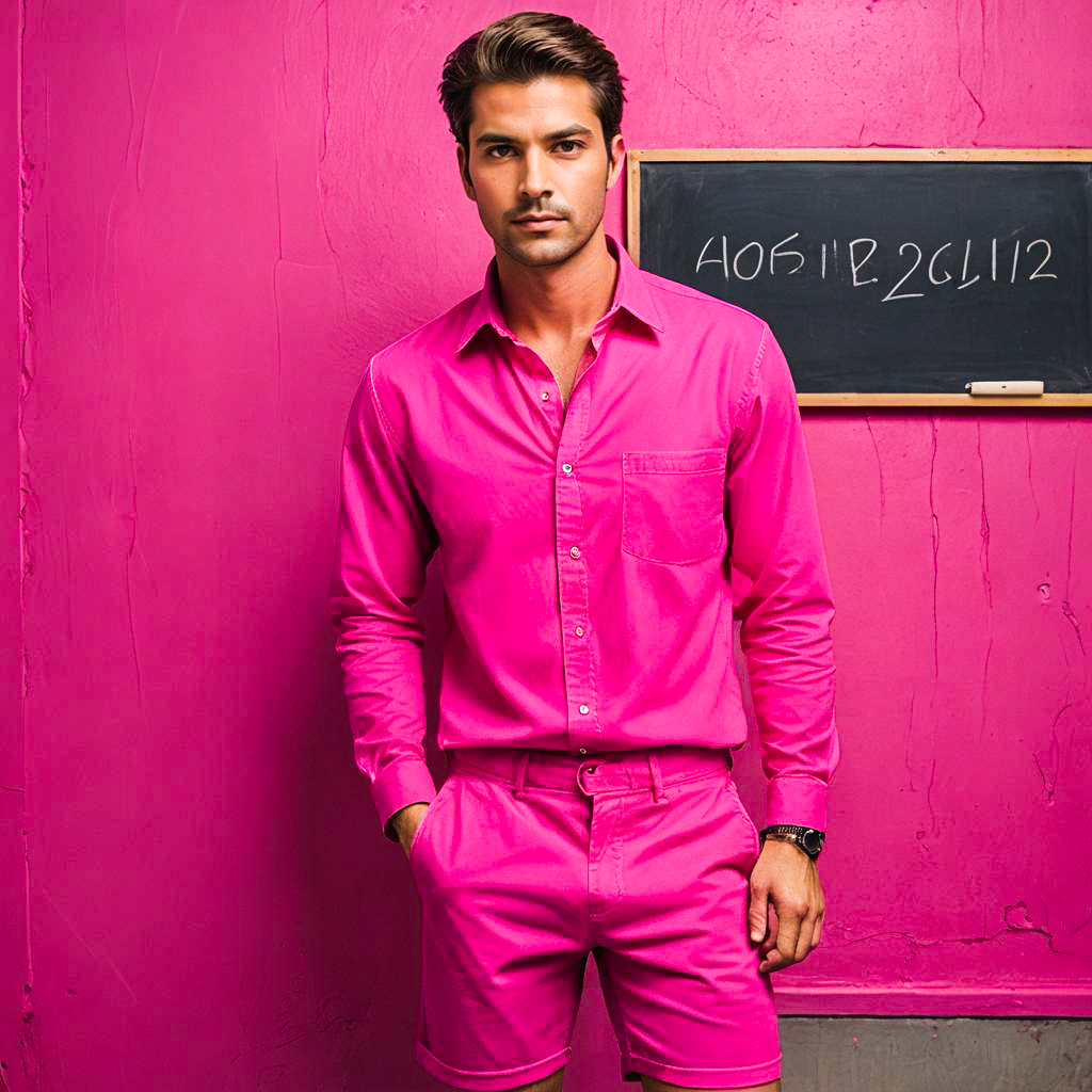 Bold Fashion: Confident Young Man in Pink