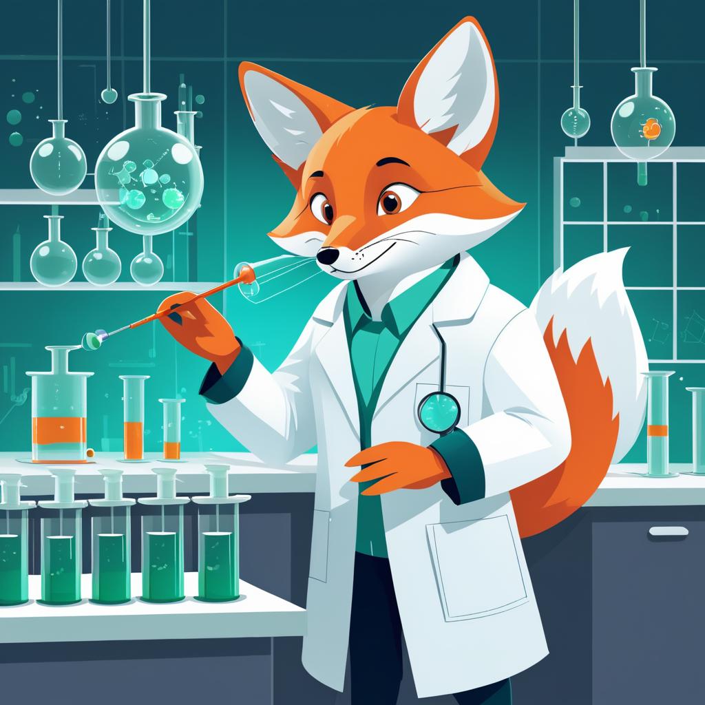 Whimsical Fox Scientist in Lab