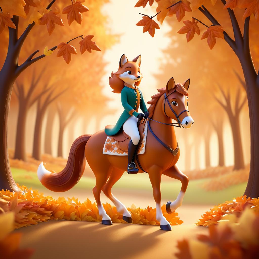 Pixar-Style Fox on a Horse Adventure