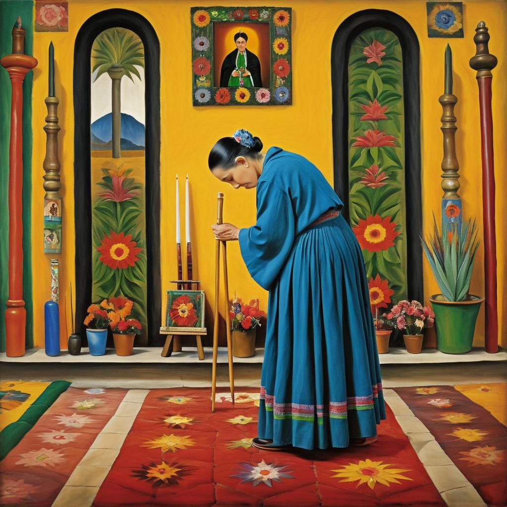 Elderly Woman Praying at Altar