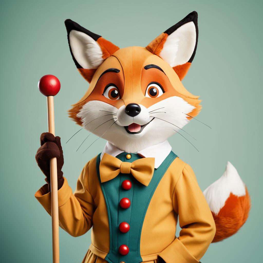 Whimsical Fox as Pinocchio Posing Playfully