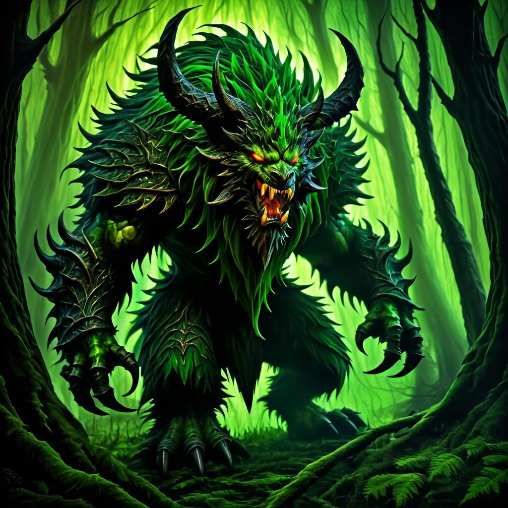 Cursed Beast in a Mystical Forest