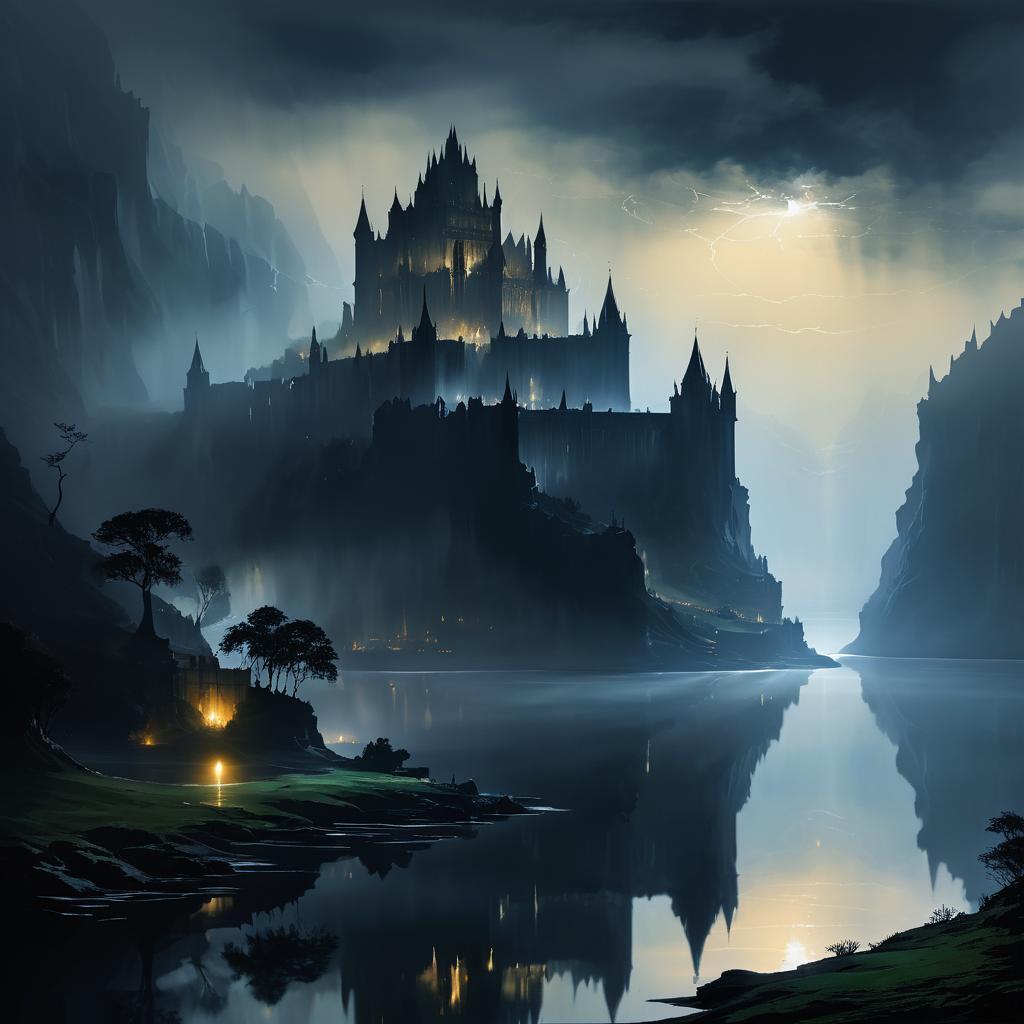 Mysterious Citadel by the Misty Lake