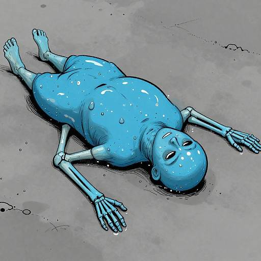 Satirical Blue Skeleton Cartoon