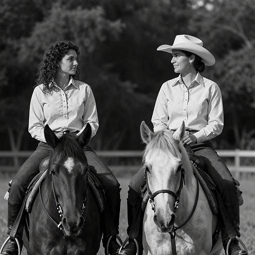Candid Black and White Equestrian Moment