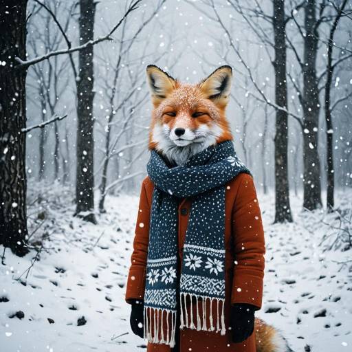 Sleepy Fox in a Snowy Woodland Scene Sleepy Fox in a Snowy Woodland Scene
