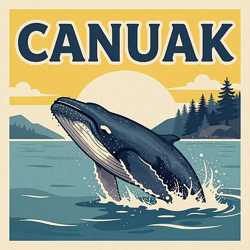 Vintage Canuck Whale Wildlife Poster