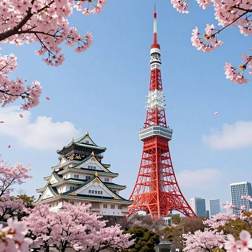3D Tokyo Tower & Osaka Castle Scene