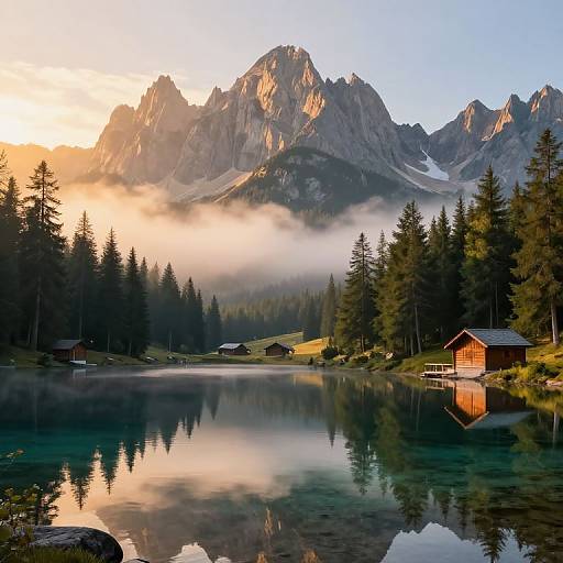 Serene Mountain Landscape at Sunrise