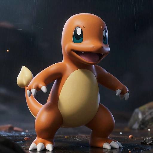 Photorealistic Dark Charmander Action Shot
