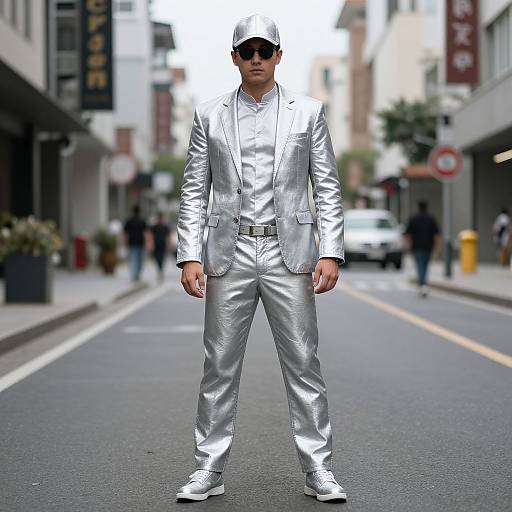 Man in Silver Pants Costume