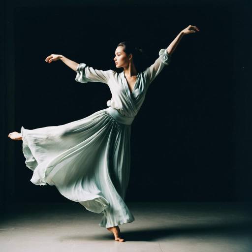 Graceful dancer in flowing silk dress