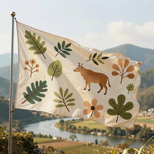 Organic Nature Motifs Flag Illustration