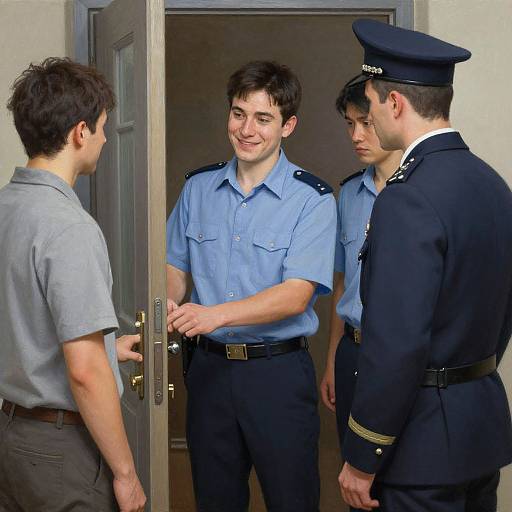 Young Security Officers Welcoming Visitor