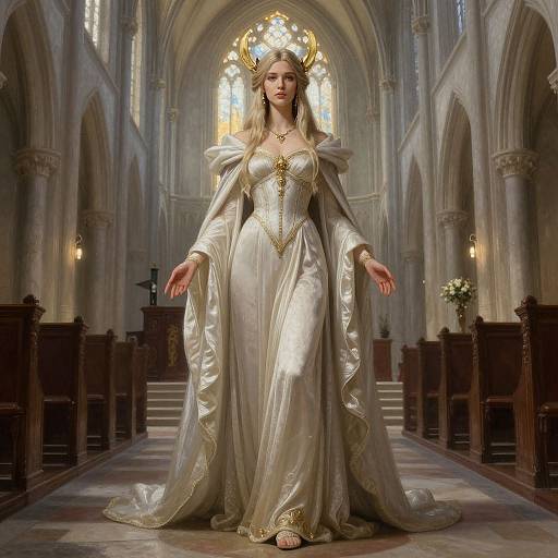 Elegant Sorceress in Gothic Church
