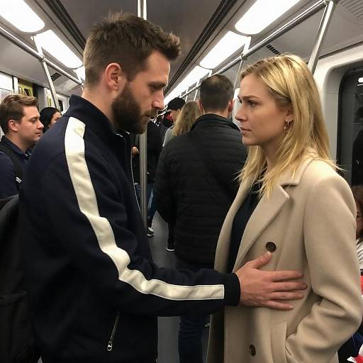 Crowded Subway: Tense Touch Exchange