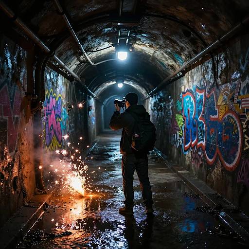 Steam Cartographer in Neon Flooded Tunnels
