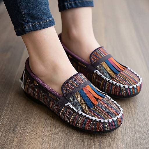 Colorful Fringe Moccasins for Women