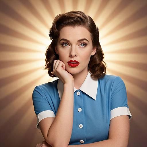 Vintage Woman with Radiant Sunburst