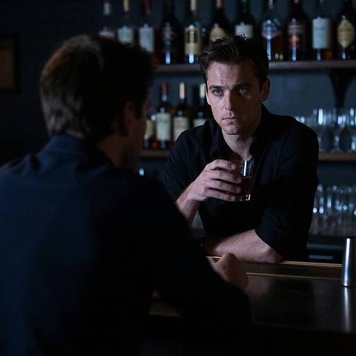 Intense Encounter in Dimly Lit Bar