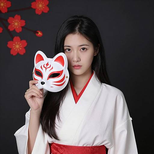 Serene East Asian Woman in Kimono