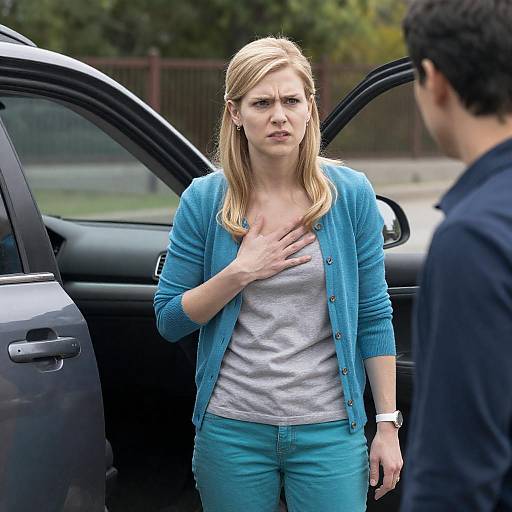 Blonde Woman Expresses Anger Outdoors