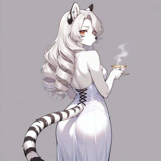 Vibrant Furry Girl with Teacup